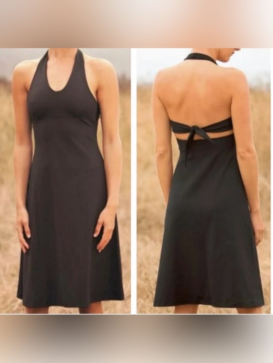 Patagonia Dresses & Skirts - Patagonia Morning Glory Black Halter Open Back Dress L